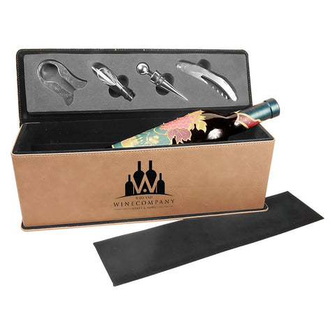 Custom Leatherette Wine Box and Tool Set - JJ's Party House: Birthday, Balloons & Custom Party Favors