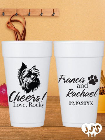 Custom Pet Dog Styrofoam Wedding Cups: Cheers! Pet Dog Foam Cups - JJ's Party House: Custom Party Favors, Napkins & Cups