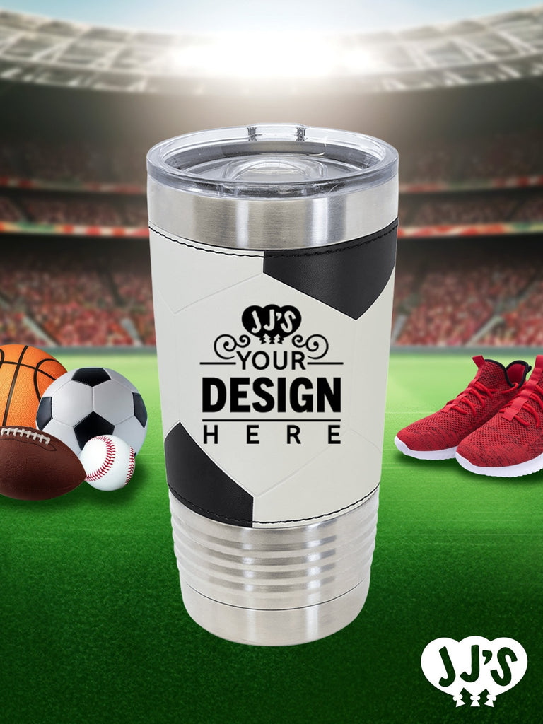 Custom Soccer Leather Sports 20oz Tumbler - JJ's Party House
