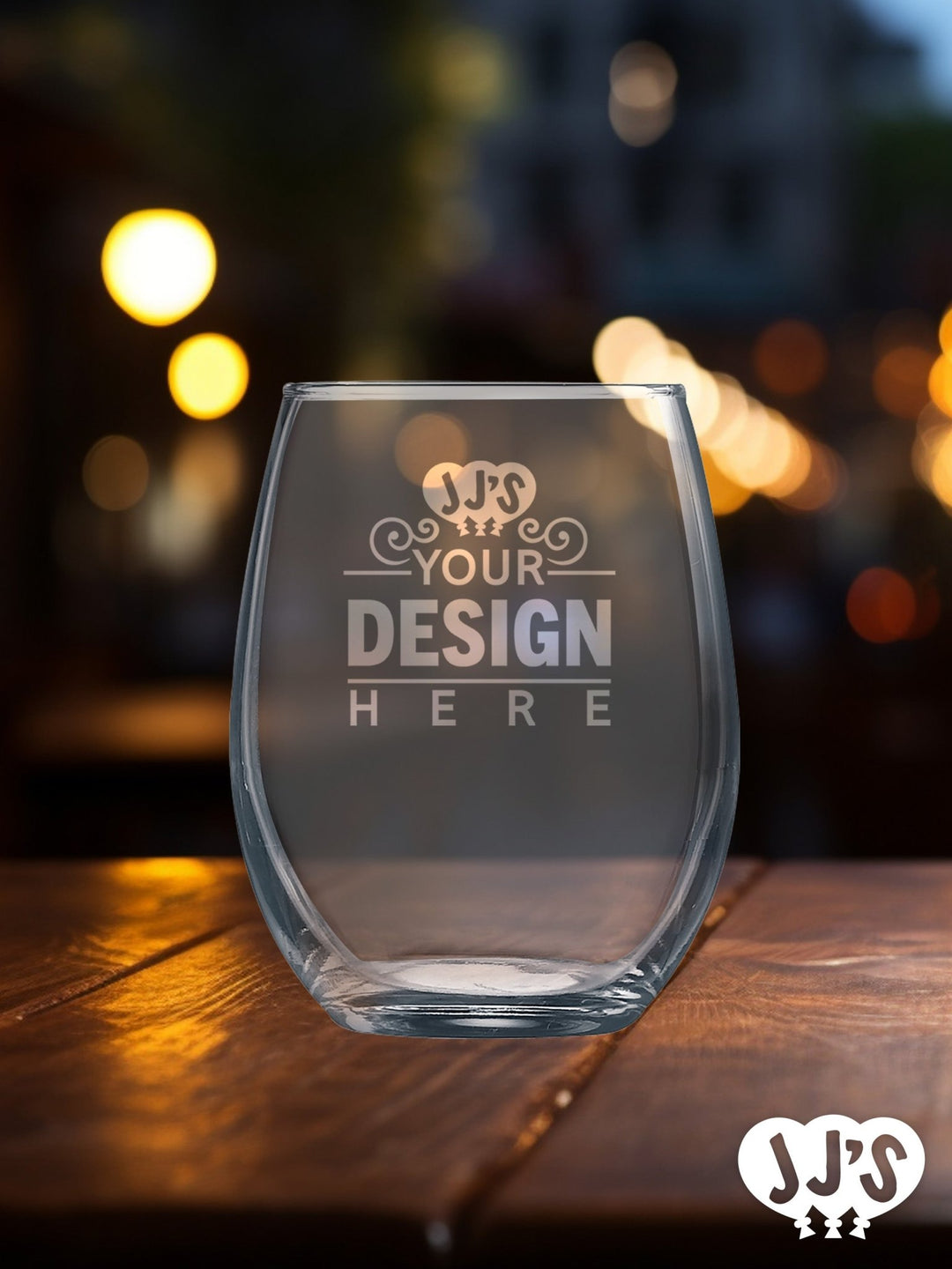 Custom Stemless Wine Glass 9oz - JJ's Party House McAllen, TX