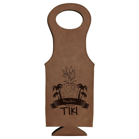 Dark Brown Laserable Leatherette Wine Bag - JJ's Party House McAllen, TX