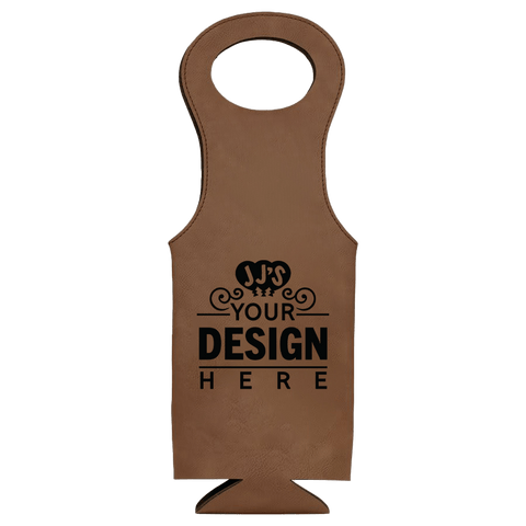 Dark Brown Laserable Leatherette Wine Bag - JJ's Party House McAllen, TX
