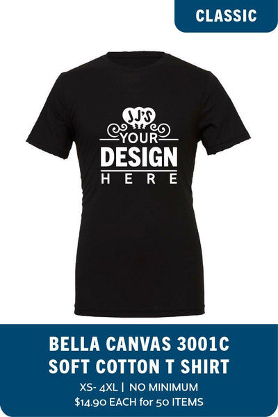 Design Your Own Bella Canvas 3001 Tshirt - JJ's Party House: Birthday,Balloons,Favors,Gifts