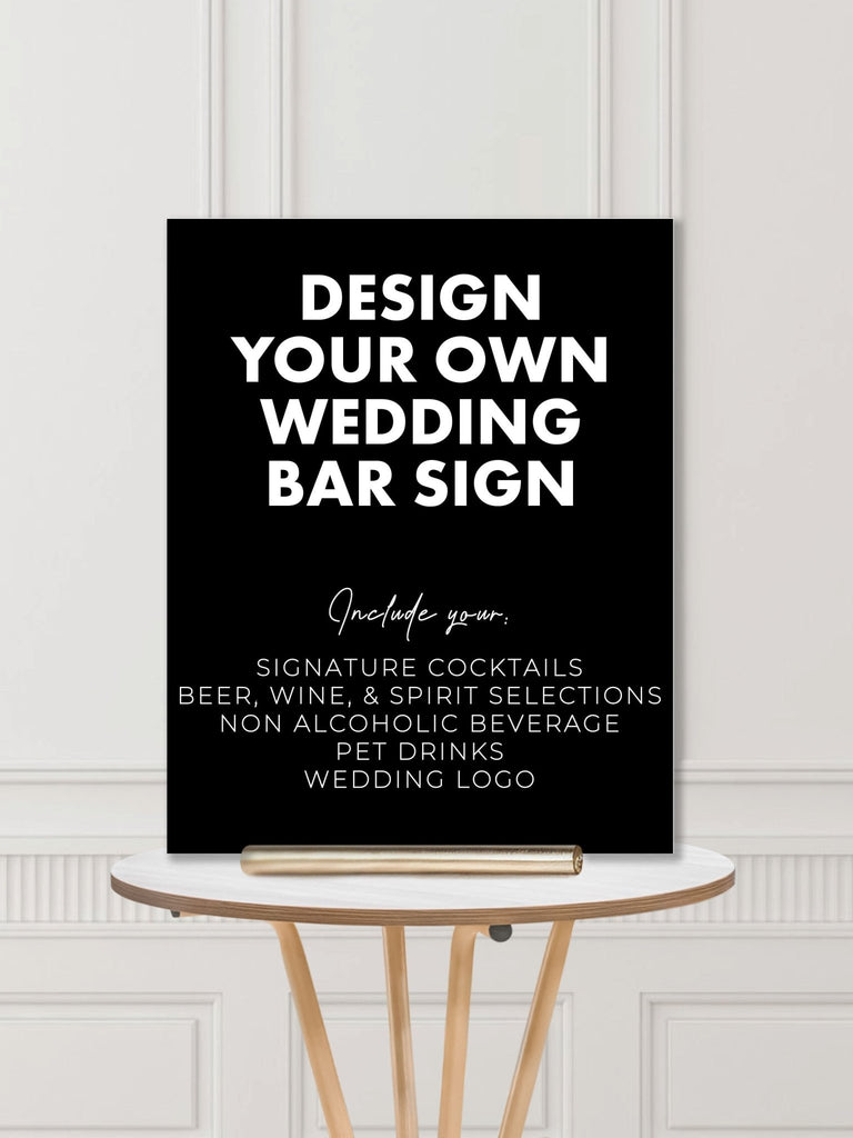 Design Your Own Wedding Bar Sign - JJ's Party House: Custom Party Favors, Napkins & Cups