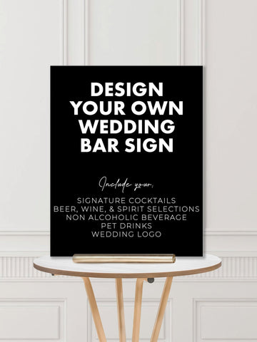 Design Your Own Wedding Bar Sign - JJ's Party House: Custom Party Favors, Napkins & Cups