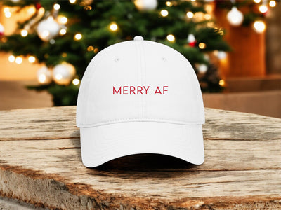 Merry AF Christmas Custom Embroidered Baseball Cap