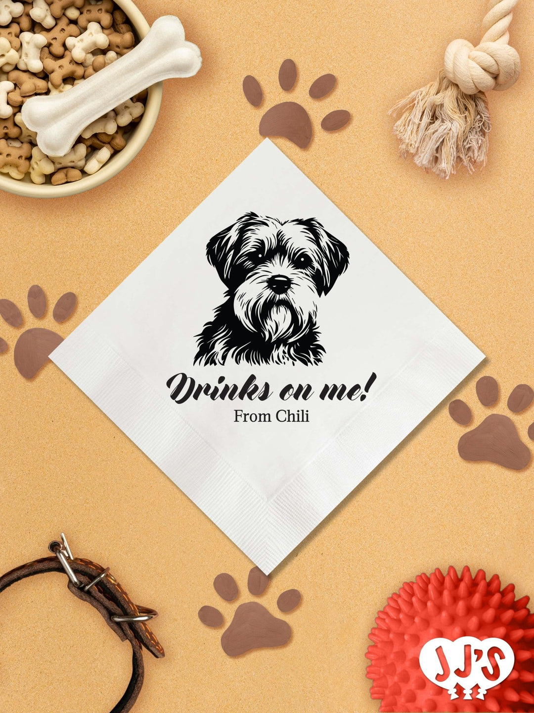 Dog Cocktail Napkins: Drinks On Me Pet Dog Napkin - JJ's Party House: Custom Party Favors, Napkins & Cups