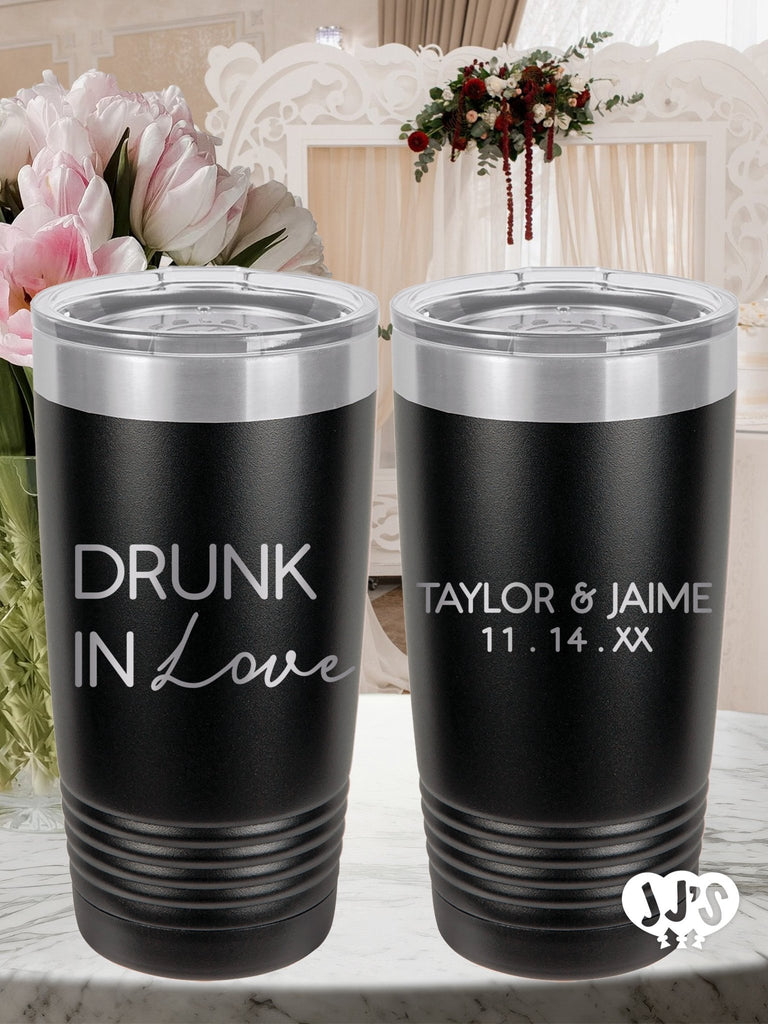 Drunk in Love Custom Engraved Wedding Tumbler - JJ's Party House: Custom Party Favors, Napkins & Cups