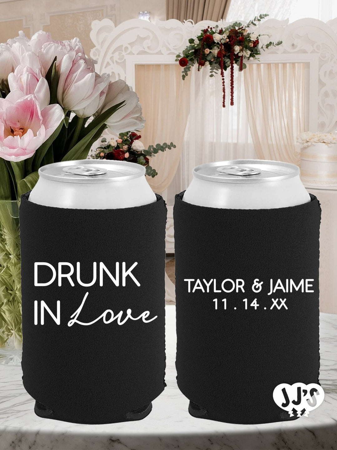 Drunk in Love Wedding Can Coolers - JJ's Party House: Custom Party Favors, Napkins & Cups