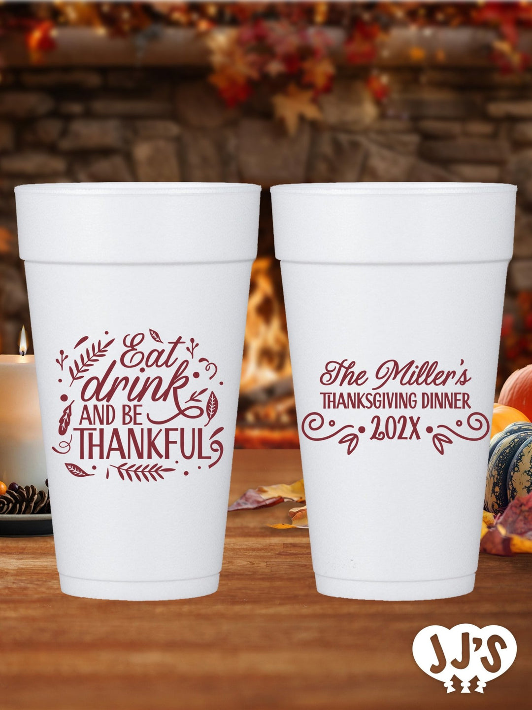Eat Drink and Be Thankful Thanksgiving Foam Cups - JJ's Party House: Birthday, Balloons & Custom Party Favors