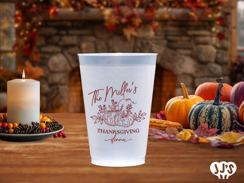 Fall Pumpkin Patch Thanksgiving Custom Frosted Cups - JJ's Party House: Birthday, Balloons & Custom Party Favors