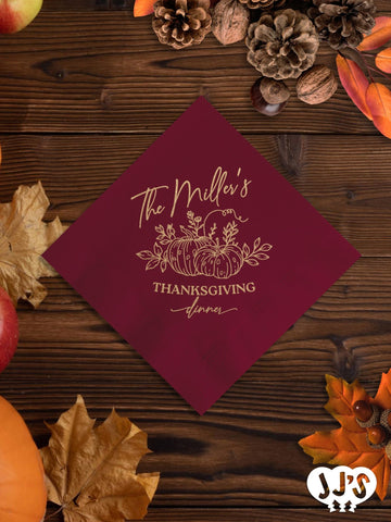 Fall Pumpkin Patch Thanksgiving Custom Napkins - JJ's Party House: Birthday, Balloons & Custom Party Favors