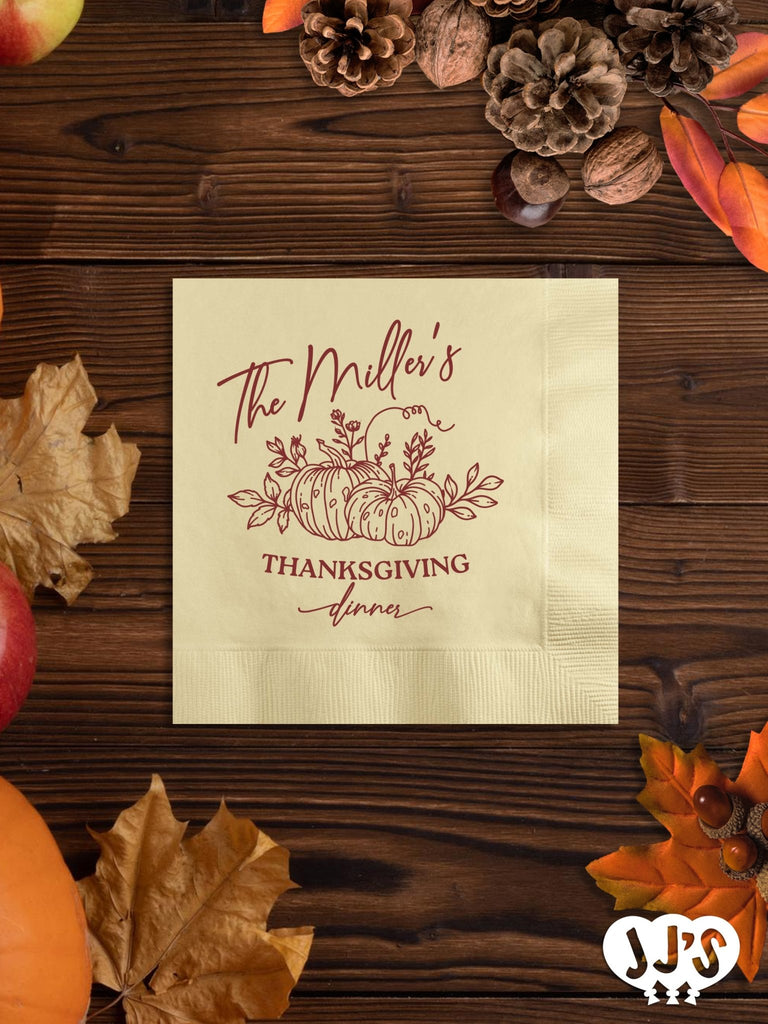 Fall Pumpkin Patch Thanksgiving Custom Napkins - JJ's Party House: Birthday, Balloons & Custom Party Favors