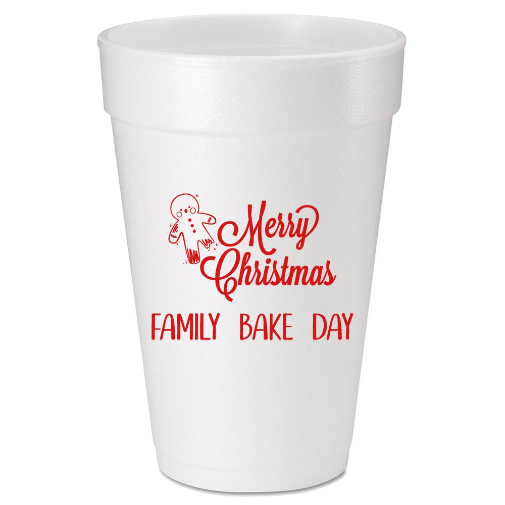 Family Bake Day Christmas Custom Printed Foam Cups - JJ's Party House: Custom Party Favors, Napkins & Cups