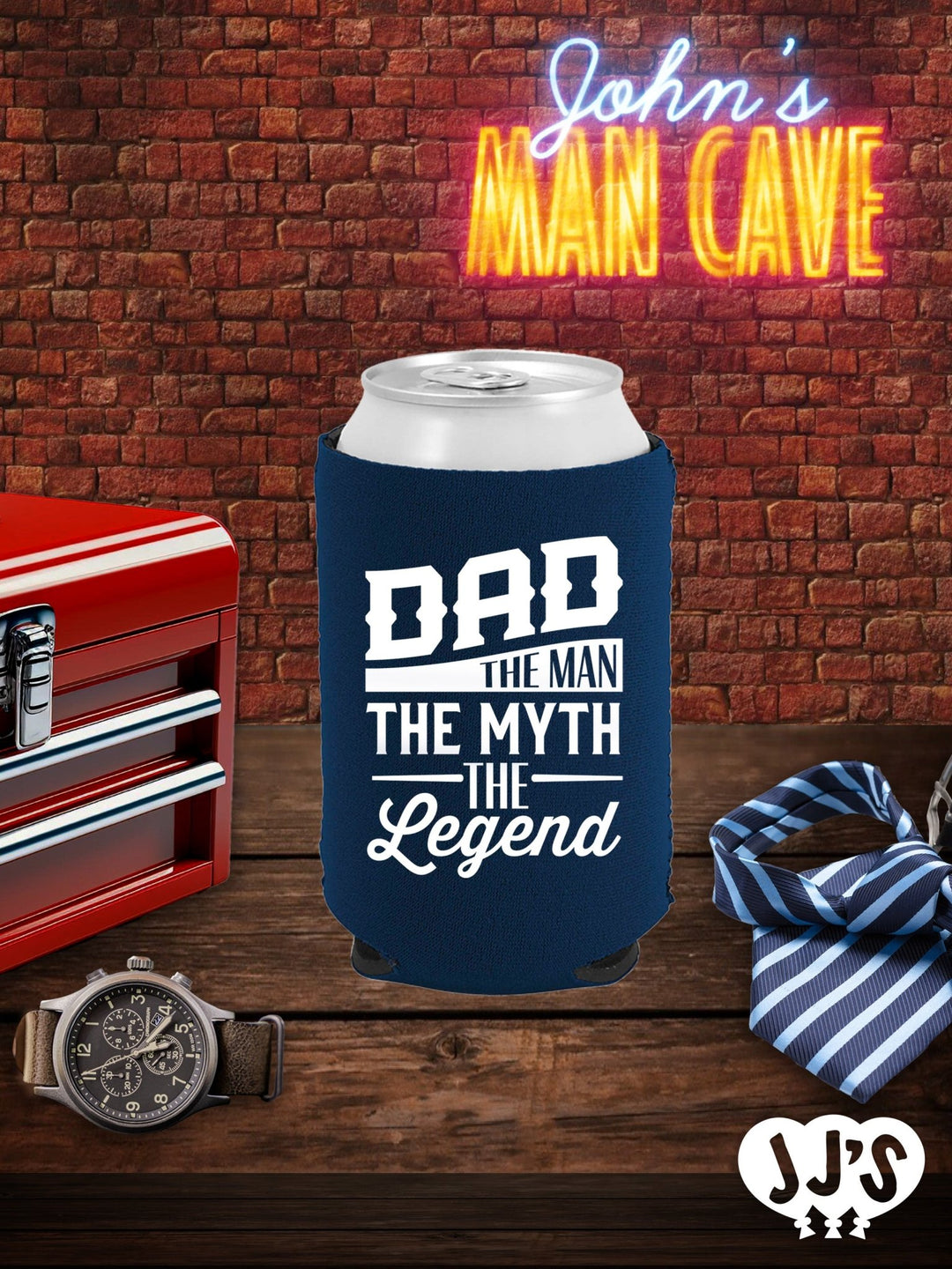 Fathers Day Can Coolers: The Man The Myth The Legend Custom Neoprene Can Coolers - JJ's Party House: Custom Party Favors, Napkins & Cups