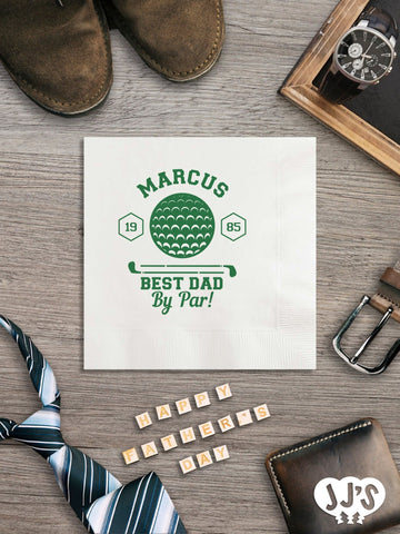 Fathers Day Custom Napkins: Best Dad By Par Personalized Napkins - JJ's Party House: Custom Party Favors, Napkins & Cups