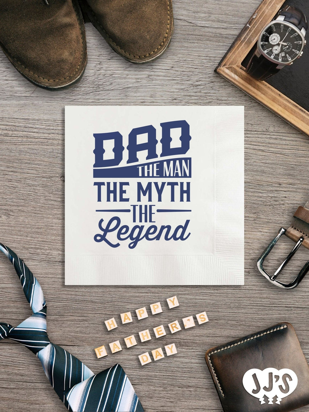 Fathers Day Custom Napkins: The Man The Myth The Legend Personalized Napkins - JJ's Party House: Custom Party Favors, Napkins & Cups