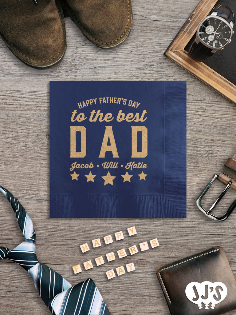 Fathers Day Custom Napkins: To the Best Dad Personalized Napkins - JJ's Party House: Custom Party Favors, Napkins & Cups