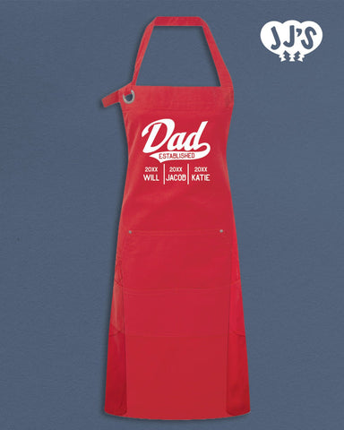 Fathers Day Embroidered Apron: Dad Established - JJ's Party House: Custom Party Favors, Napkins & Cups