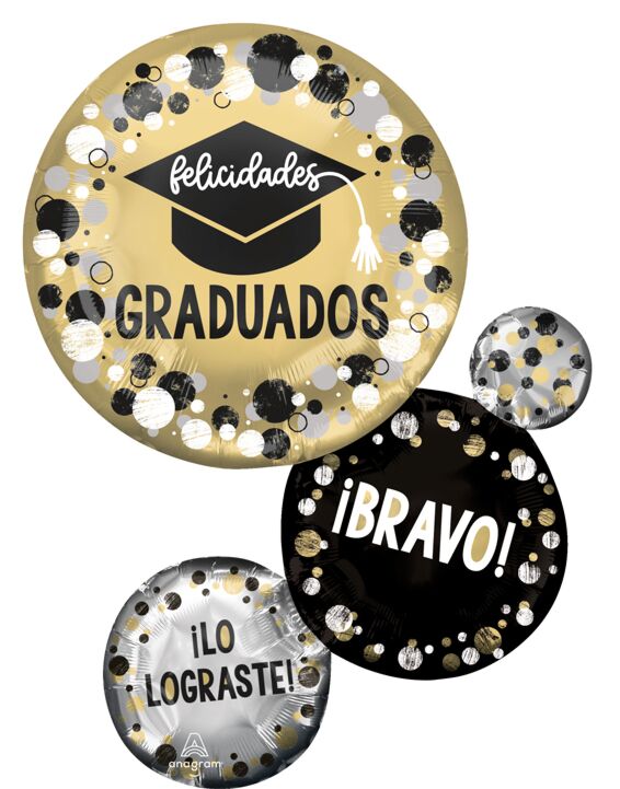 Felicidades Graduados Circles and Dots Jumbo Balloon 30" - JJ's Party House McAllen, TX