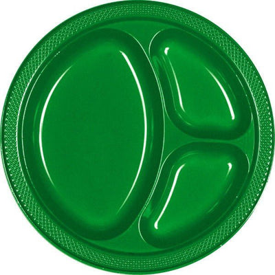 Festive Green Divided Plates 10.25'' 20ct - JJ's Party House: Custom Party Favors, Napkins & Cups