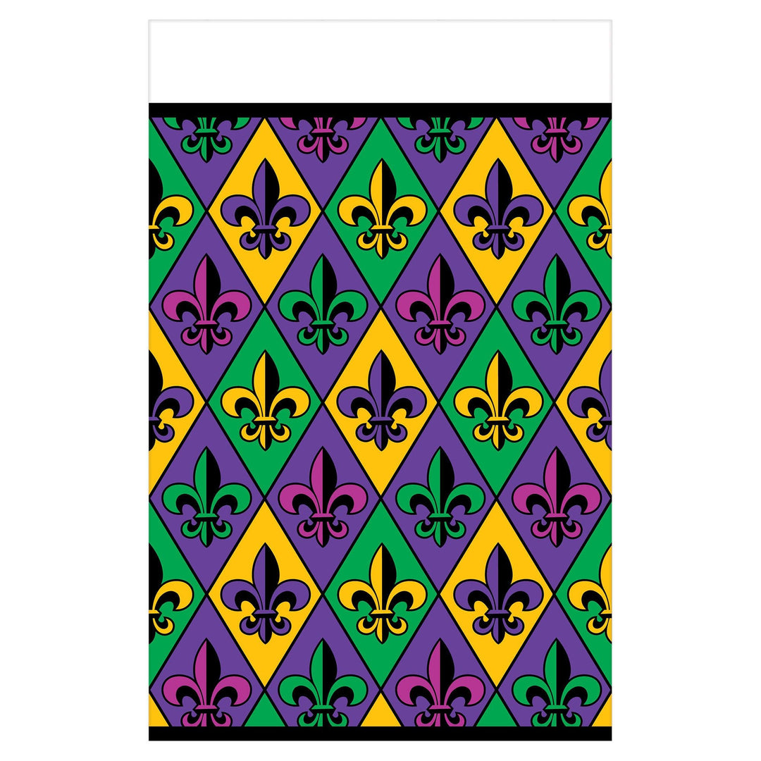 Fleur De Lis Plastic Rectangle Table Cover 54" x 102" - JJ's Party House: Birthday,Balloons,Favors,Gifts