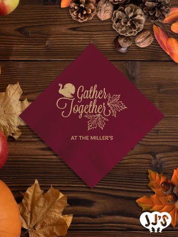 Gather Together Personalized Thanksgiving Napkins - JJ's Party House: Birthday, Balloons & Custom Party Favors