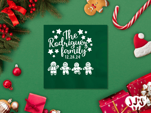 Gingerbread Family Christmas Custom Napkins - JJ's Party House: Birthday, Balloons & Custom Party Favors