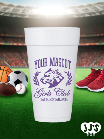 Girls Club Custom Tailgate Styrofoam Cups - JJ's Party House