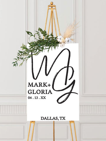Gloriant Monogram Wedding Welcome Sign - JJ's Party House: Custom Party Favors, Napkins & Cups