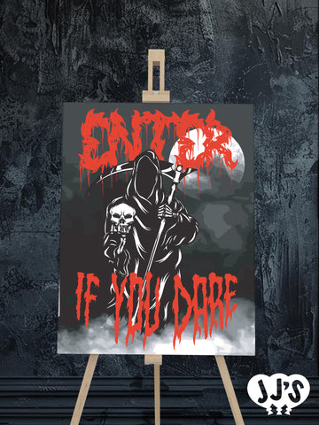 Enter If You Dare Bloody Halloween Party Welcome Sign