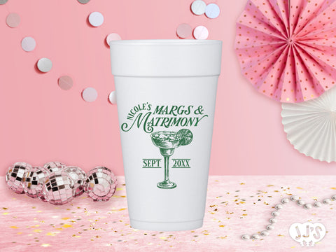 Margs and Matrimony Classic Custom Foam Cups