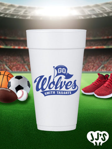 Go Team Custom Tailgate Styrofoam Cups - JJ's Party House