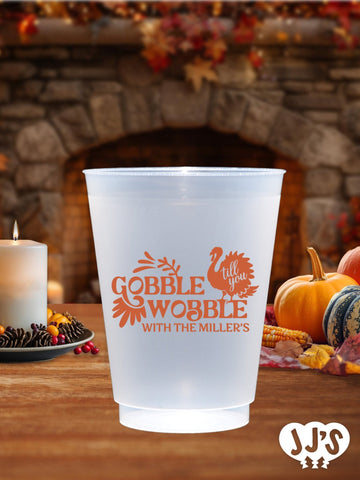 Gobble Wobble Thanksgiving Custom Frosted Cups - JJ's Party House: Birthday, Balloons & Custom Party Favors