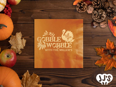 Gobble Wobble Thanksgiving Custom Napkins - JJ's Party House: Birthday, Balloons & Custom Party Favors