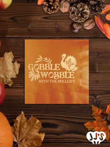 Gobble Wobble Thanksgiving Custom Napkins - JJ's Party House: Birthday, Balloons & Custom Party Favors