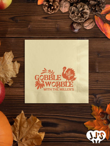 Gobble Wobble Thanksgiving Custom Napkins - JJ's Party House: Birthday, Balloons & Custom Party Favors