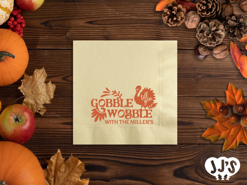 Gobble Wobble Thanksgiving Custom Napkins - JJ's Party House: Birthday, Balloons & Custom Party Favors