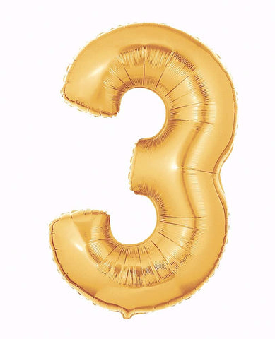 Gold Number 3 Balloon 34'' - JJ's Party House: Birthday, Balloons & Custom Party Favors