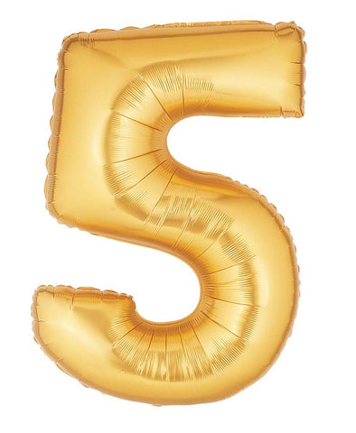 Gold Number 5 Balloon 34'' - JJ's Party House: Birthday, Balloons & Custom Party Favors