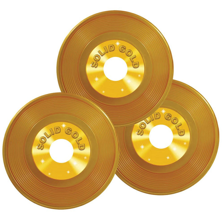 Gold Plastic Records 3pc - JJ's Party House: Custom Party Favors, Napkins & Cups