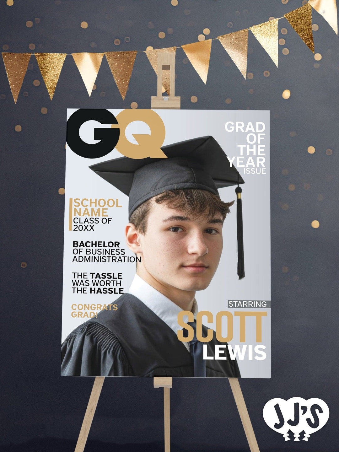 GQ Magazine Cover Graduation Welcome Sign - JJ's Party House McAllen, TX