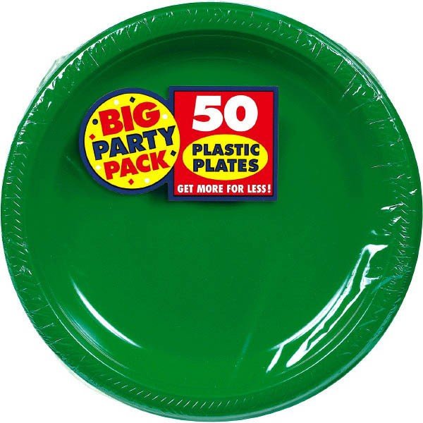 Green 10 1/4 Plastic Plates 50ct - JJ's Party House: Custom Party Favors, Napkins & Cups