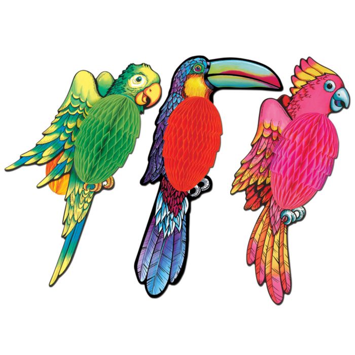 Exotic Bird Decorations 3pc