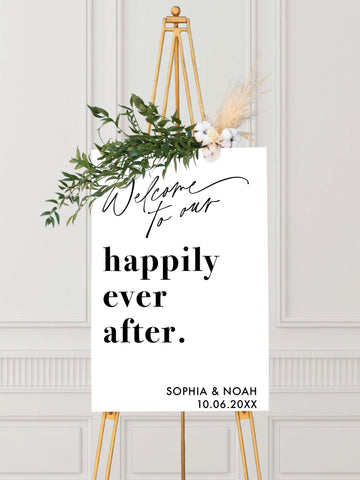 Happily Ever After Wedding Welcome Sign - JJ's Party House: Custom Party Favors, Napkins & Cups