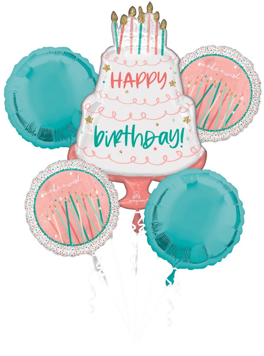 Happy Birthday Cake Mylar Balloon Bouquet - JJ's Party House: Birthday, Balloons & Custom Party Favors