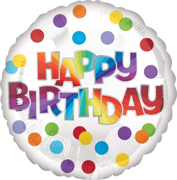 Happy Birthday Dots Of Color Mylar Balloon, 18