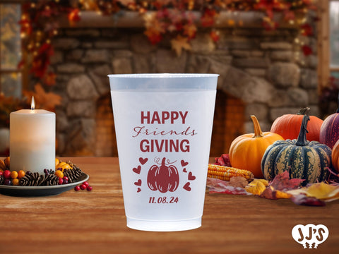 Happy Friendsgiving Thanksgiving Custom Frosted Cups - JJ's Party House: Birthday, Balloons & Custom Party Favors