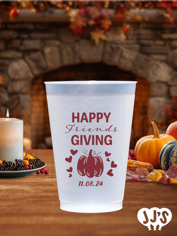 Happy Friendsgiving Thanksgiving Custom Frosted Cups - JJ's Party House: Birthday, Balloons & Custom Party Favors