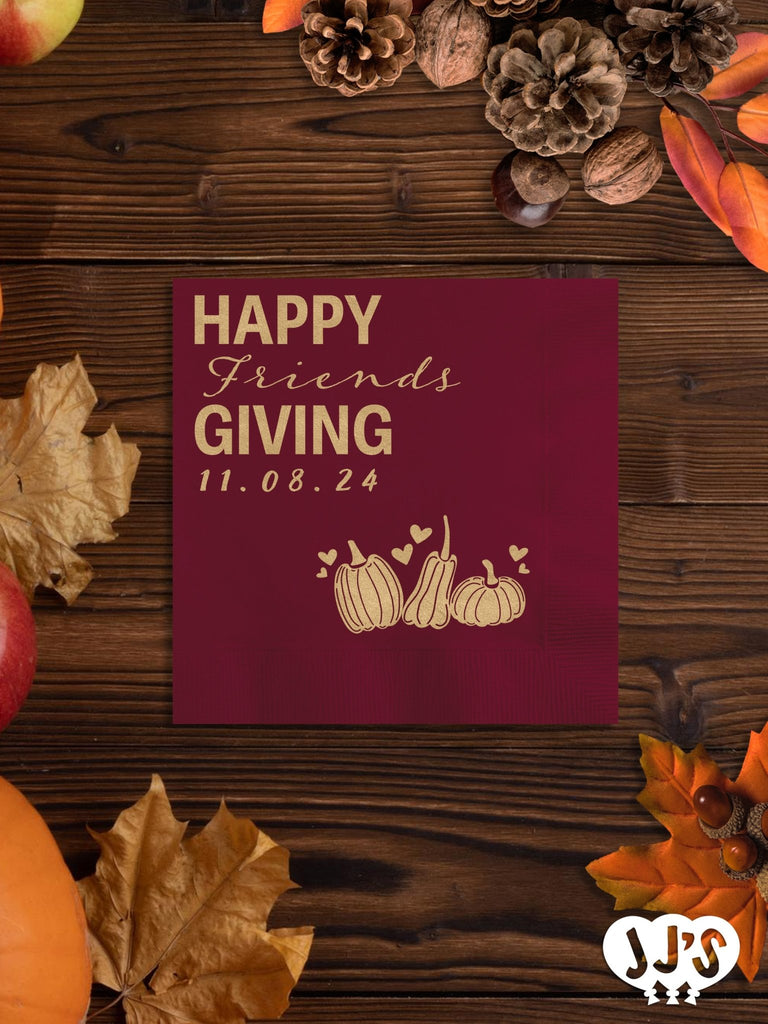 Happy Friendsgiving Thanksgiving Custom Napkins - JJ's Party House: Birthday, Balloons & Custom Party Favors